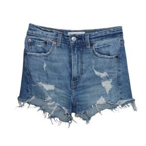 Abercrombie & Fitch The Mom Short High Rise Distressed Denim Cutoff Shorts 24/00